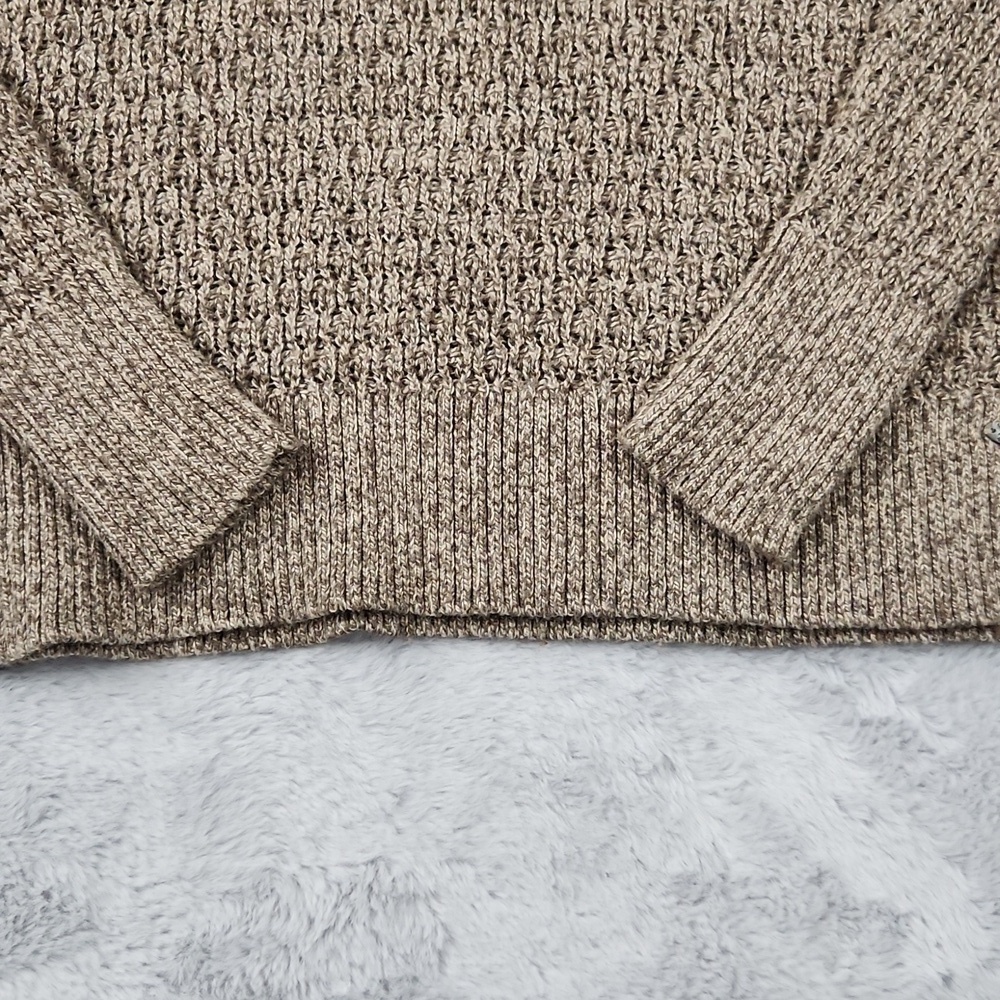 American Eagle XS Marled Knit V-Neck Sweater Beige Long Sleeve Cozy - Picture 7 of 12